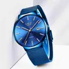 Relógios masculinos Lige Top Marca de Luxo Azul Relógios de Pulso À Prova D 'Água Ultra Fino Data Simples Relógio Casual de Quartzo para Homens Relógio Esportivo Q260q