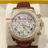 Brand New Men Watch 18k Yellow Gold Pave Diamond Dial 116509 Automatic mechanical movement leather Strap With Gift box296p