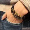 Bracelet séparateur de perles pour hommes, mode décontractée, décoration de poignet, combinaison de couples frères, deux chargés, livraison directe, bijoux B Dhgarden Dh4Eq