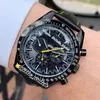 Ny 44mm Apollo Commemorative Edition Dark Side Moon 311 92 44 30 01 001 Automatisk herrklocka PVD Black Steel Leather Watches Hell277T
