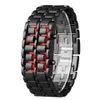 Moda masculina relógio masculino relógios de pulso digital de metal completo vermelho led samurai para homem menino esporte relógios simples relogio masculino13057