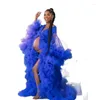 Partykleider Rüschen Abend Royal Blue Umstandskleid für Poshoot Babyshower Prom Designer Shooting Gowns 2023