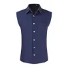 Chemise d'été pour hommes, boutons de couleur unie, col rabattu, sans manches, chemises à revers décontractées, grande taille pour sortir ensemble, 229J