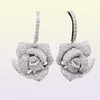 Bling S925 Silver Needle Rose Flower Dangle Drop Earrings Wedding Jewelry Women Gift7348916