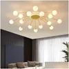 Chandeliers Nordic Modern Led Chandelier Lighting Flush Mount Light Living Room Bedroom Kitchen Glass Bubble Lamp Fixtures Drop Delive Dhutl