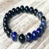 SN1054 Bracelet en Lapis Lazuli de qualité Onyx noir naturel, Chakra du cœur, bijoux de Yoga, Protection, équilibre émotionnel, expression de soi, bijou289y