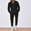 Men's Tracksuits Women Cotton Linen Blouse Suits Two 2pcs Stand Collar Long Sleeve Shirt And High Elastic Pant FYY-80