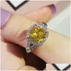 Anillos de lujo Color amarillo Sier Diseñador Anillo de compromiso para mujer Dama Aniversario Regalo Joyería Bk Vender R5938 Entrega directa Dh9A7