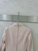 Vestidos casuais 2023 outono / inverno cor rosa 3d corte turndown colarinho cintura em forma de h midi mulher vestido de comprimento médio saia