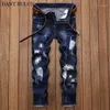 Men's Jeans Men's Straight Pants Streetwear Denim Slim Fit Distressed Ripped Trouser With Patches Desinger Hip Hop Hombr192p