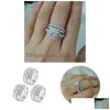 Cluster Rings Not Easy To Break Creative Geometric Squares Design Ring For Daily Life Drop Delivery Jewelry Dhct5