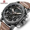 NAVIFORCE Mens Watches To Luxury Brand Men Leather Sports Watches Men's Quartz LED Digital Clock Waterproof Military Wrist Wa226U