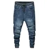 Pantaloni da jogging uomo jeans elastico in vita elastico blu rilassato i pantaloni da uomo affusolati uomini di grandi dimensioni 42 065217c