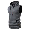 Men's Vests 2023 Casual Solid Color Versatile Sweater Sweatshirt Sleeveless Knitted Hoodie Pullover Tank Top