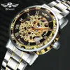 WINNER Hohle mechanische Herrenuhren Top-Marke Luxus Iced Out Kristall Mode Punk Stahl Armbanduhr für Mann Uhr 201113284e