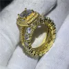 Miłośnicy marki Zestaw zaręczynowy Zestaw Żółty Złoto 925 Srebrne obrączki weselne Pierścienie dla kobiet mężczyzn 3CT 5A Cyrron CZ Jewelry179i