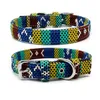 Dog Collars Leashes Collar Fashion Canvas Colorf Print調整可能なピンバックルリングペット用品