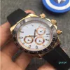 Wristwatch master design men's sports ceramic watch ring rose gold stainless steel case rubber strap folding buckle315r