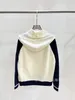 Early fall women color contrast logo letter embroidery hooded casual wool sweater