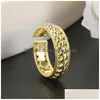 Cluster Ringe Gold Geflochten Für Frauen Männer Edelstahl Twisted Seil Ring Spirale Hohl Offene Breite Bands Finger Zubehör Schmuck Dr Dhxjv