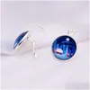 Stud Blauw Glas Cabochon Tijd Gem Eland Kerstboom Cartoon Sneeuwvlok Bel Kerstman Stud Oorbellen Voor Meisje Mode-sieraden Geschenken D Dhgjp