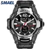 Smael nova moda dupla tempo led relógio digital masculino cronógrafo à prova dwaterproof água casual esporte relógios de quartzo saat relogio masculino 2217k