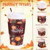 100 Pack Fall Paper Cups Coffee With Lids Cup Sleeves Party Disponable 16 Oz Thanksgiving Pumpkin lämnar middag