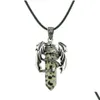 Pendant Necklaces Mens Flying Dragon Necklace Hexagonal Shape Natural Crystal Jewelry Wing Drop Delivery Pendants Dhhc1