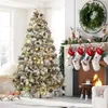 ALUPSSUC 128st julbollar Ornamentuppsättning, sprängtäta plastbultar Julblommor, band och trädtoppare för Xmas Tree Holiday
