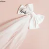 Modest Big Bowknot Bridal Heappieces White Elegant Satin Tulle Short Veil Wedding Hair Accessories For Bride Shower Headwear CL2754