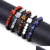 Kościa 6 mm matowe Agate Healing Crystal Piramid Piramid Strass Bracelet dla kobiet mężczyzn Feng Shui Reiki Pozytywne Energy Gemston Dhgarden DHC6H