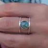 Wedding Rings Boho Female Big Moonstone Ring Unique Style Silver Gold Color Jewelry Promise Engagement For Women294Y