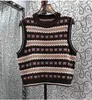 Kvinnors tröjor Högkvalitativ 2023 Autumn Winter Vest Top Ladies Vintage Mönster Stickning ärmlös Casual Pullovers Lady Jumper