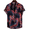 Men's Casual Shirts Hawaiian Striped Cotton Beach Wear Short Sleeved Ropa Clothing For Men