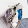 Reloj U1 para hombre, 36MM, esfera púrpura, reloj mecánico completamente automático con bisel de diamante, relojes de pulsera de moda para niña, regalo 257l