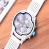 Hommes grand grand cadran montre mode horloge individuelle ceinture en Silicone 7419 montre à Quartz blanc sport heure d'affaires mâle Dz 220208275S