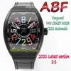 ABF New Crazy Hour Vanguard CZ02 Автоматические механические 3D Art Deco Арабский циферблат V45 Мужские часы PVD Черный стальной корпус Кожа eternity263q