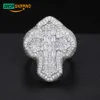 Dropshipping Baguette Cross Ring 925 Sterling Silver VVS Moissanite Diamond Iced Out Hip Hop Rock Rapper Fashion Jewelry