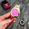 Montre de luxe en acier inoxydable pour femmes, montre-bracelet de luxe à grand cadran rose, célèbre haute qualité, robe heure 297l