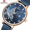 Naviforce relógios femininos marca de luxo reloj borboleta relógio moda quartzo senhoras malha aço inoxidável à prova dwaterproof água presente reloj muje v2743