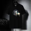 Estação europeia camiseta masculina maré marca seção fina 3d camiseta h cavalo broca de manga curta modal casal tendência redonda ne280w