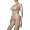 ピンクアニメセクシーな女性オープン胸ビキニ水着ランジェリーセットカプレスブラジャートップトン日本の女子高生ベビードールアンダーウェア2454