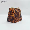 Sacos de noite Luxo Leopardo Mulheres Acrílicas Saco de Embreagem Designer com Alça de Metal Lady Party Bolsa de Casamento Carteiras Cadeia