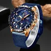 LIGE Neue Herren Uhren Männlichen Mode Top Marke Luxus Edelstahl Blau Quarzuhr Männer Casual Sport Wasserdichte Uhr Relogio LY222b