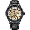 ORKINA Großes Zifferblatt Skeleton Automatische Mechanische Uhren Männer Schwarz Lederband Männliche Armbanduhren Mann Uhr Relogio Masculino 2107342C