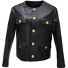 Frauen Leder 2023 Herbst/Winter Gold Taste Rundhals Schaffell Mantel Jacke Kurze Lose Fit Damen Jacken