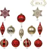 Ornements de boule de Noël rouge et or de luxe 40ct, ornements d'arbre de Noël incassables pour la décoration de Noël