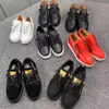 Designer Sneakers Men Traine Black Patent Leather Gold Side Zip Sneakers Men Women Metal Square Design Flat Shoes Lace-Up Plaid Square Round Toe Casual Shoes