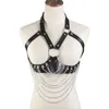 Camisoles & Tanks Punk Cupless Bra Top Leather Harness Belt Body Bondage Chest Straps Black Studded Rivet Cropped Top249W