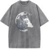 Men's T Shirts Moon Rides Printed T-Shirt Men Women Casual Fashion Oversized Hip Hop Streetwear Washed T-shirts